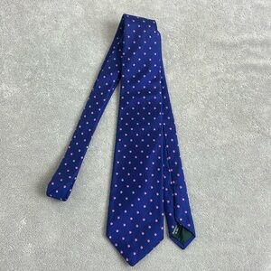 J Crew Men’s Tie Blue Pink Dots Classic Preppy Work